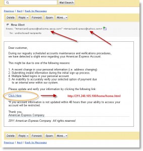 Notification from American Express (scam email) Notification from American Express (scam email)