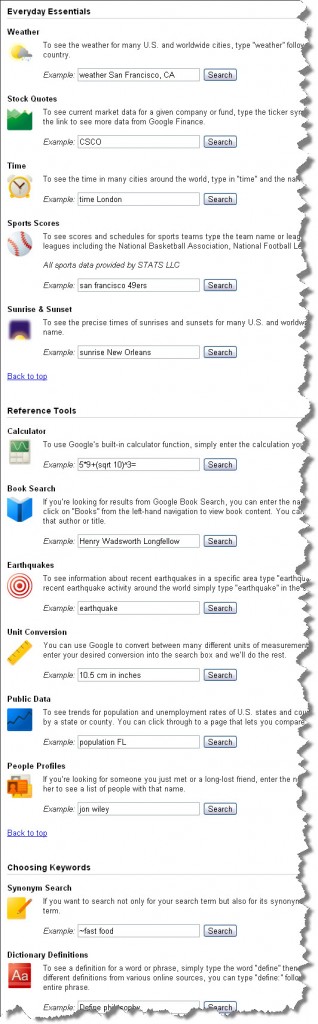 google search features